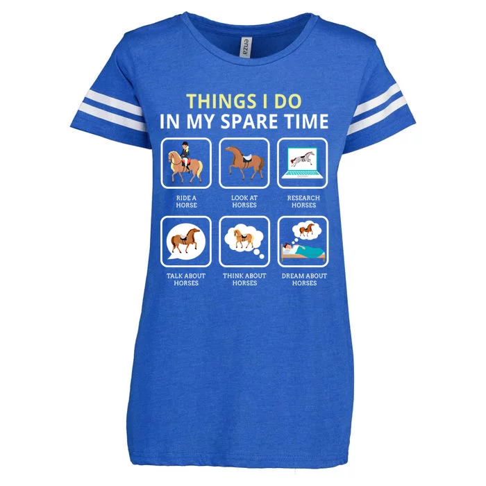 Things I Do In My Spare Time Horse Barn Horseback Riding Funny Gift Enza Ladies Jersey Football T-Shirt