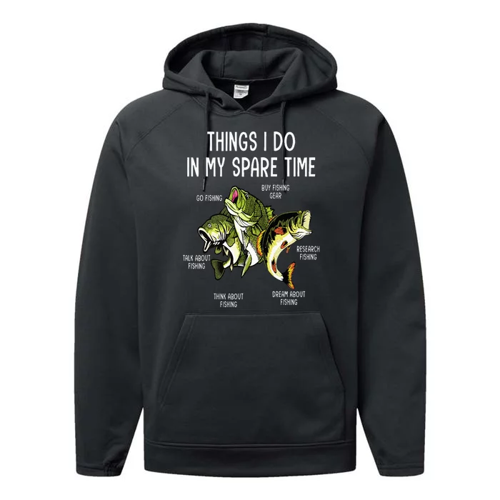 Things I Do In My Spare Time Go Fishing Buy Fishing Lovers Performance Fleece Hoodie