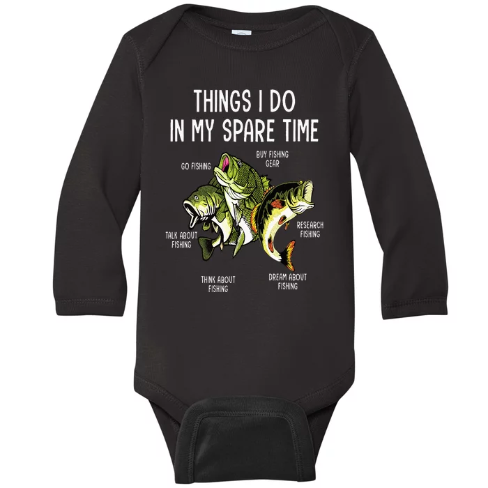 Things I Do In My Spare Time Go Fishing Buy Fishing Lovers Baby Long Sleeve Bodysuit