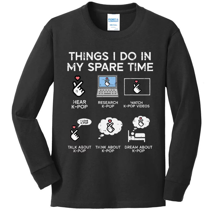 Things I Do Spare Time Kpop Kpop Korean Kids Long Sleeve Shirt