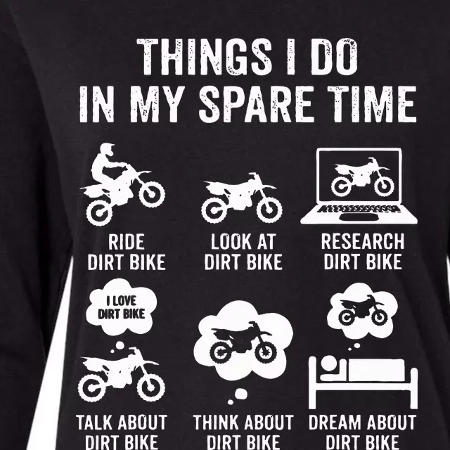 Things I Do In My Spare Time Funny Dirt Bike Motocross Biker Womens Cotton Relaxed Long Sleeve T-Shirt