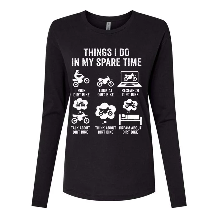 Things I Do In My Spare Time Funny Dirt Bike Motocross Biker Womens Cotton Relaxed Long Sleeve T-Shirt