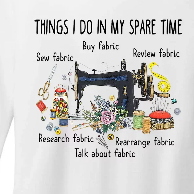 Things I Do In My Spare Time Funny Sewing Quilting Womens CVC Long Sleeve Shirt