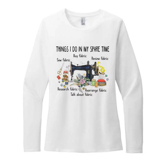 Things I Do In My Spare Time Funny Sewing Quilting Womens CVC Long Sleeve Shirt