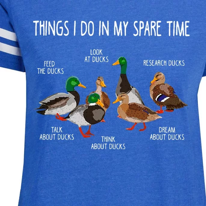 Things I Do In My Spare Time Ducks Lover Animal Birds Duck Enza Ladies Jersey Football T-Shirt