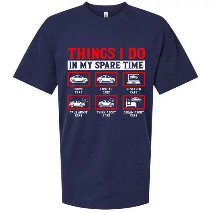 Things I Do In My Spare Time Car Sueded Cloud Jersey T-Shirt