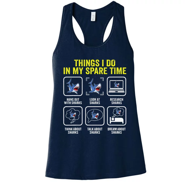 Things I Do In My Spare Time Shark Lover Ocean Wildlife Women's Racerback Tank