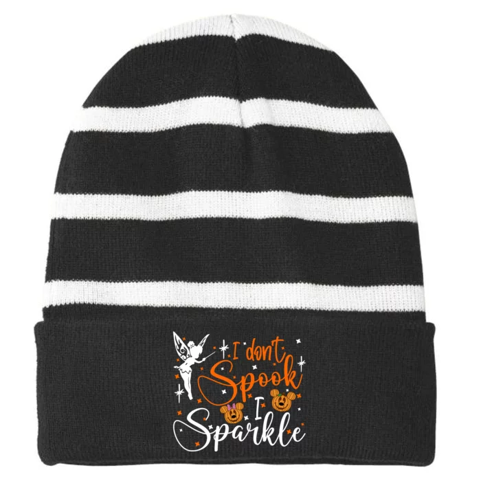 Tinkerbell I Dont Spook I Halloween Striped Beanie with Solid Band