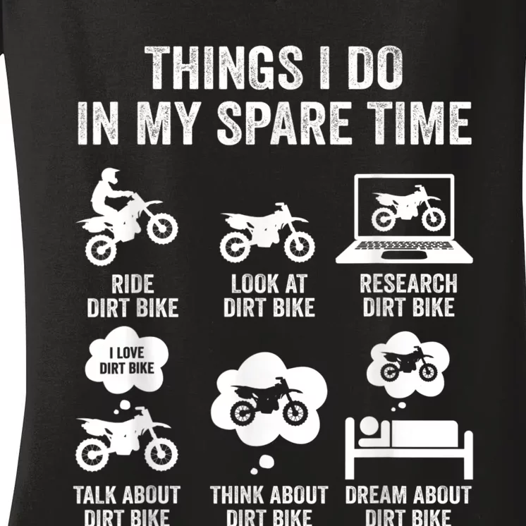 Things I Do In My Spare Time Funny Dirt Bike Motocross Biker Women's V-Neck T-Shirt