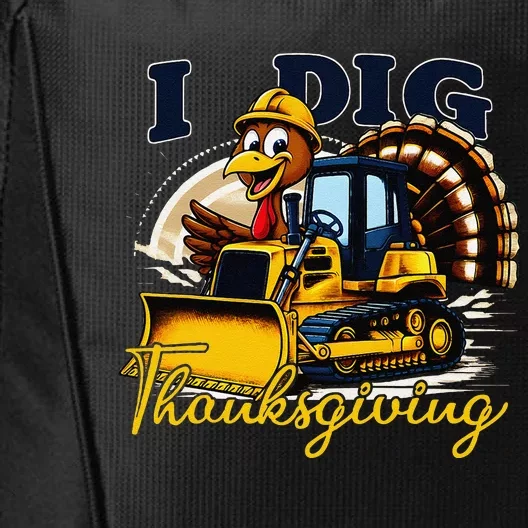 Turkey I Dig Thanksgiving Bulldozer Little Thanksgiving City Backpack