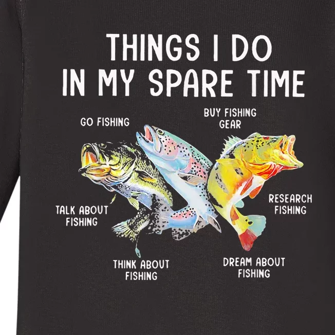 Things I Do In My Spare Time Funny Fishing Baby Long Sleeve Bodysuit