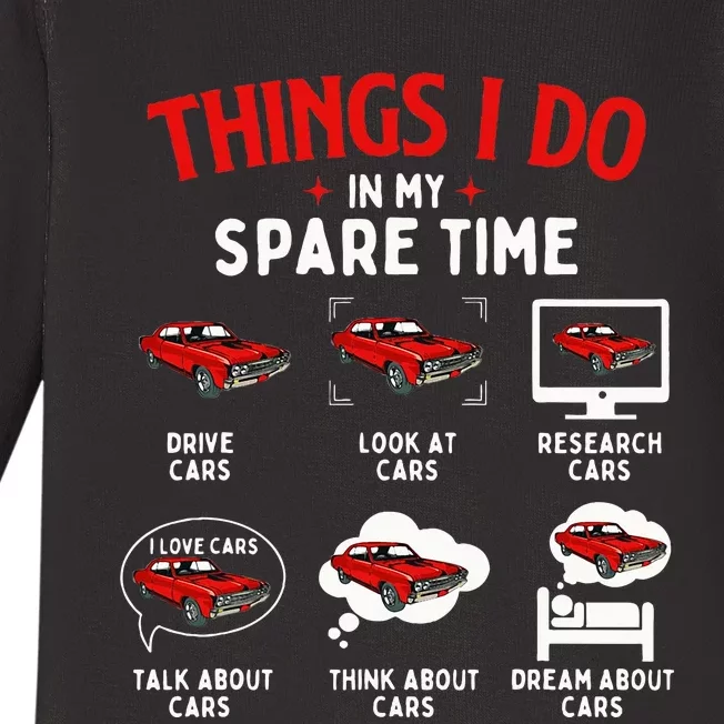 Things I Do In My Spare Time Car Lover Engine Mechanic Baby Long Sleeve Bodysuit