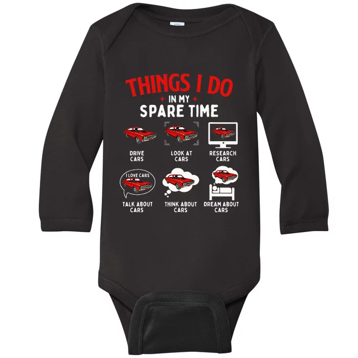 Things I Do In My Spare Time Car Lover Engine Mechanic Baby Long Sleeve Bodysuit