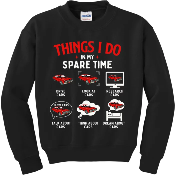 Things I Do In My Spare Time Car Lover Engine Mechanic Kids Sweatshirt