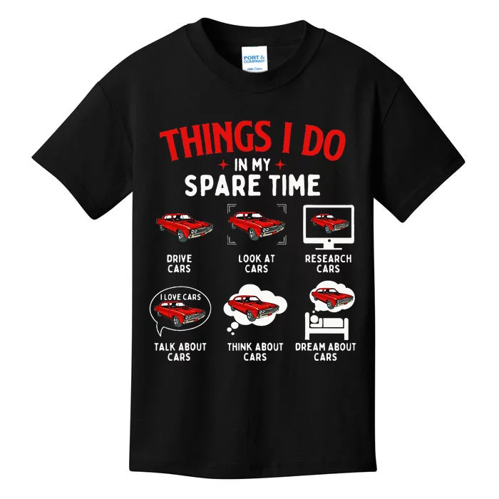 Things I Do In My Spare Time Car Lover Engine Mechanic Kids T-Shirt