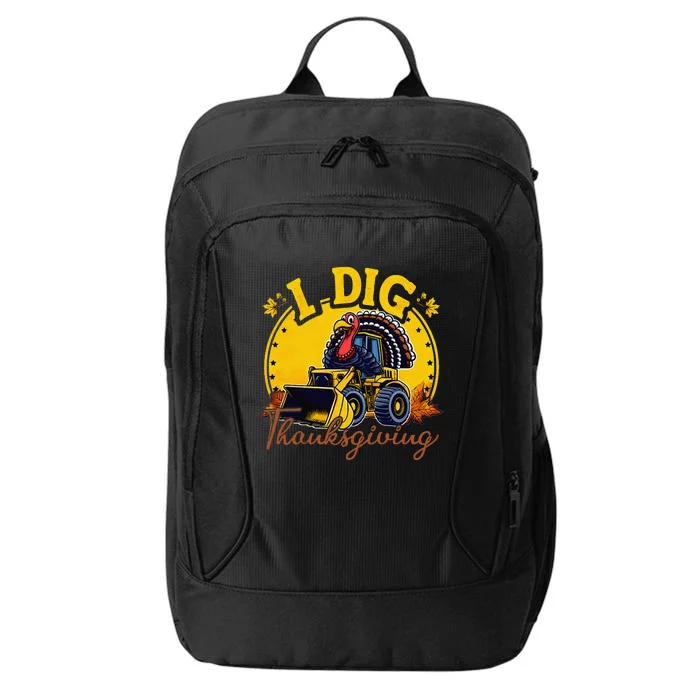 Turkey I Dig Thanksgiving Bulldozer Little Thanksgiving City Backpack