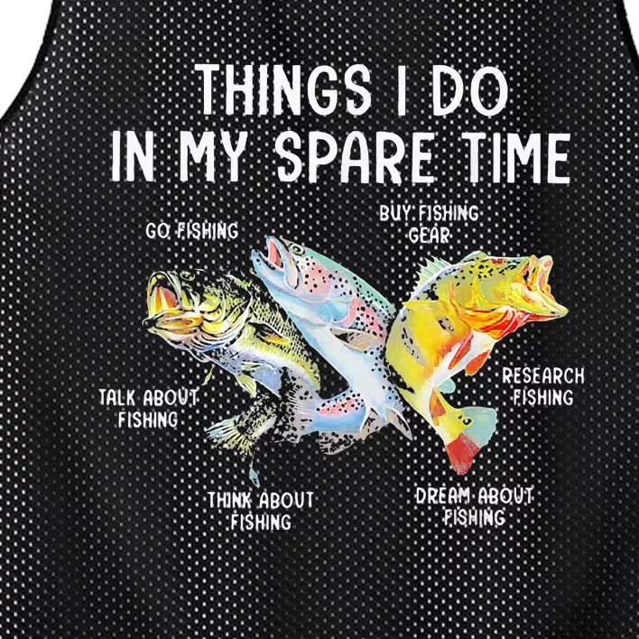 Things I Do In My Spare Time Funny Fishing Mesh Reversible Basketball Jersey Tank