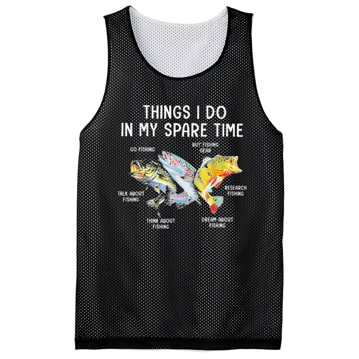 Things I Do In My Spare Time Funny Fishing Mesh Reversible Basketball Jersey Tank