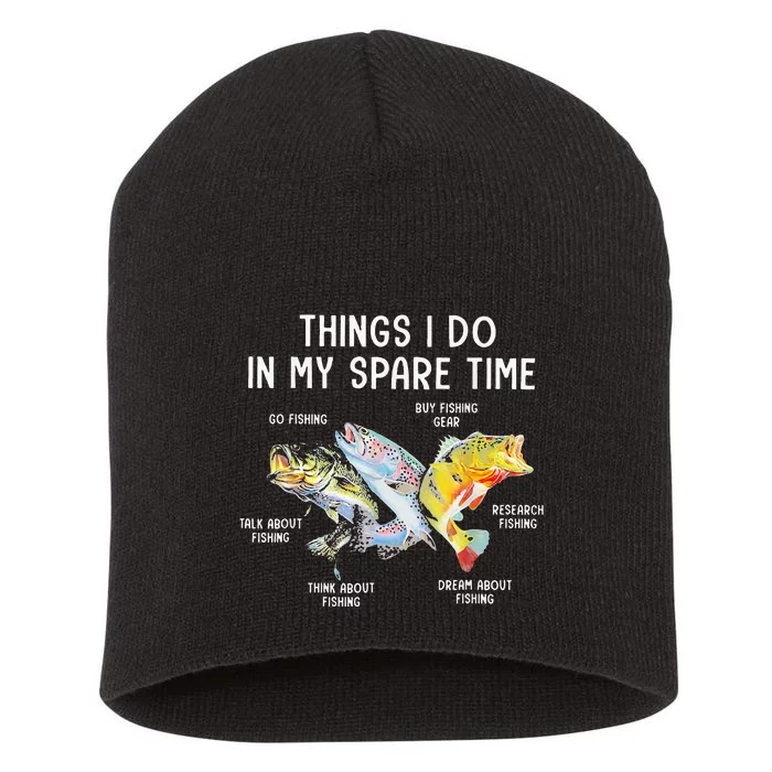 Things I Do In My Spare Time Funny Fishing Short Acrylic Beanie