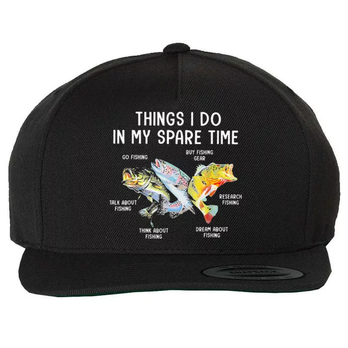 Things I Do In My Spare Time Funny Fishing Wool Snapback Cap