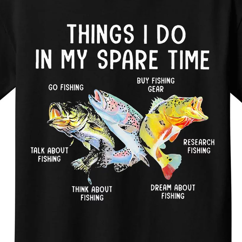 Things I Do In My Spare Time Funny Fishing Kids T-Shirt