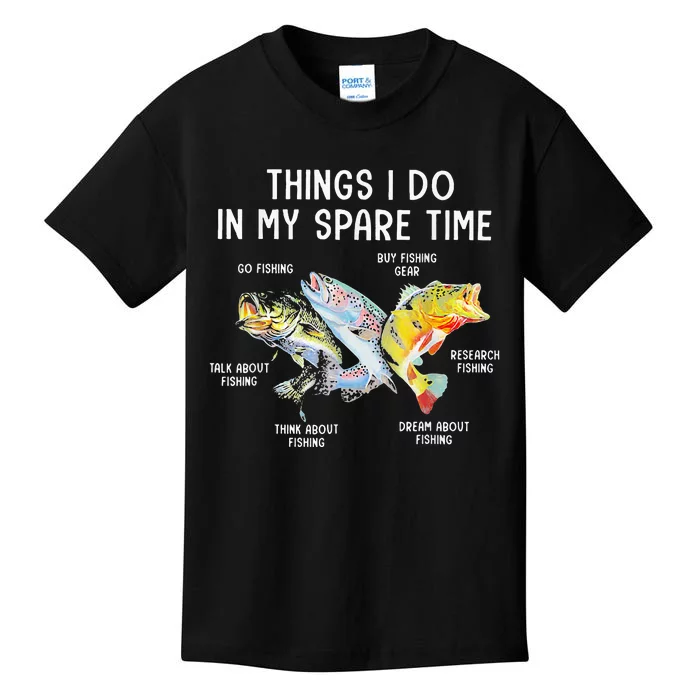 Things I Do In My Spare Time Funny Fishing Kids T-Shirt