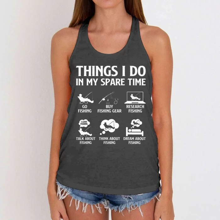 Things I Do In My Spare Time Fishing Women's Knotted Racerback Tank