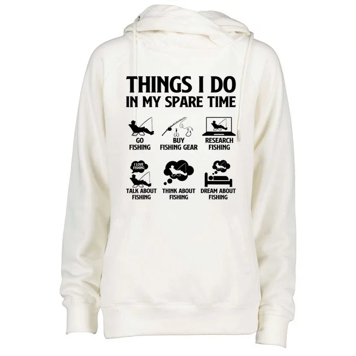 Things I Do In My Spare Time Fishing Bass Fishing Womens Funnel Neck Pullover Hood