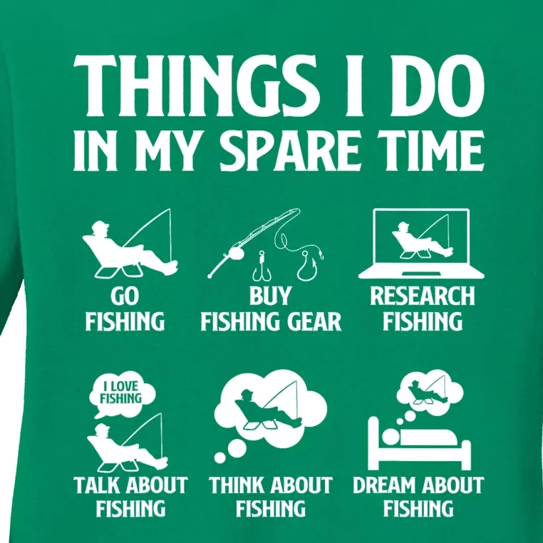 Things I Do In My Spare Time Fishing Bass Fishing Ladies Long Sleeve Shirt