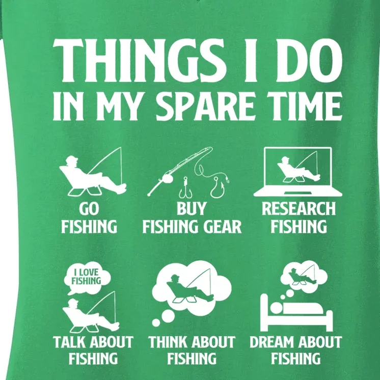 Things I Do In My Spare Time Fishing Bass Fishing Women's V-Neck T-Shirt