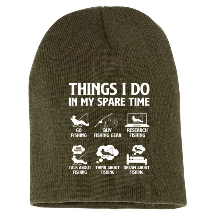 Things I Do In My Spare Time Fishing Bass Fishing Short Acrylic Beanie