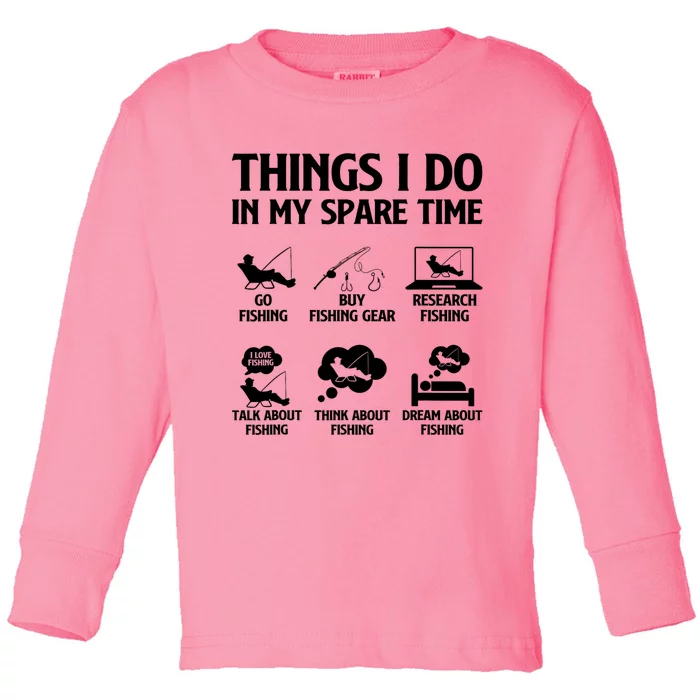 Things I Do In My Spare Time Fishing Bass Fishing Toddler Long Sleeve Shirt