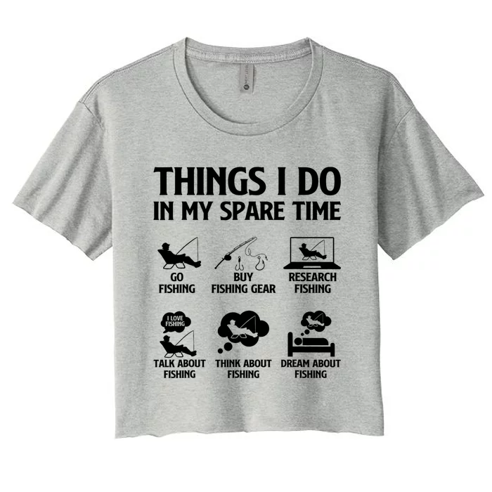 Things I Do In My Spare Time Fishing Bass Fishing Women's Crop Top Tee