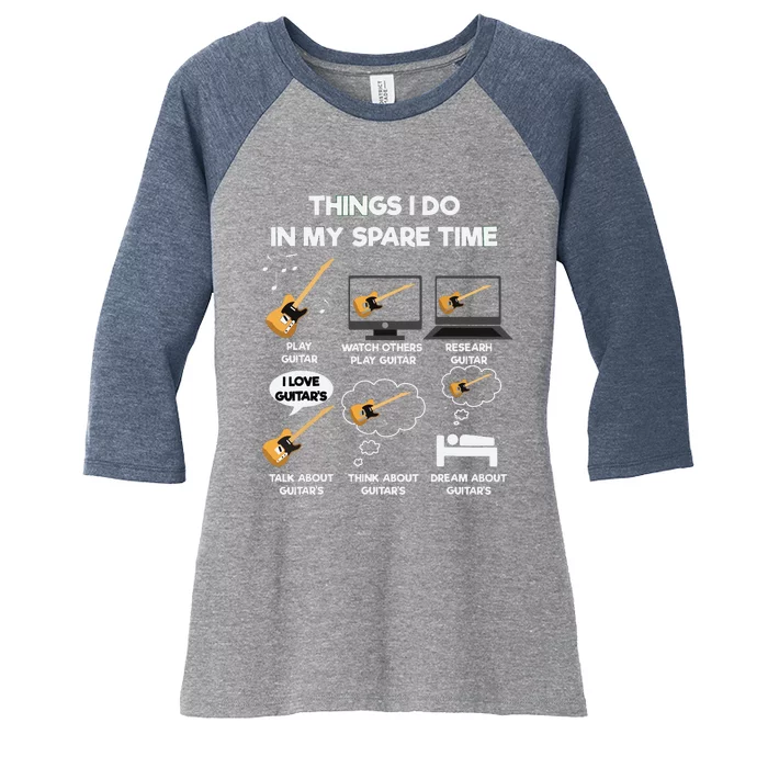 Things I Do In My Spare Time Guitar Women's Tri-Blend 3/4-Sleeve Raglan Shirt