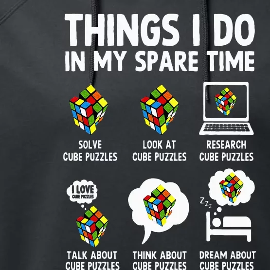 Things I Do In My Spare Time Cube Puzzle Speed Cubing Performance Fleece Hoodie