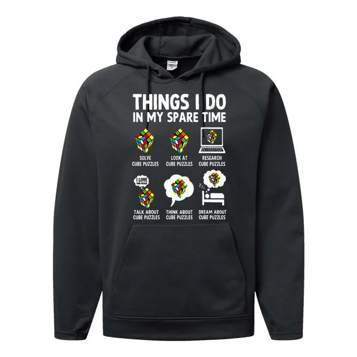 Things I Do In My Spare Time Cube Puzzle Speed Cubing Performance Fleece Hoodie