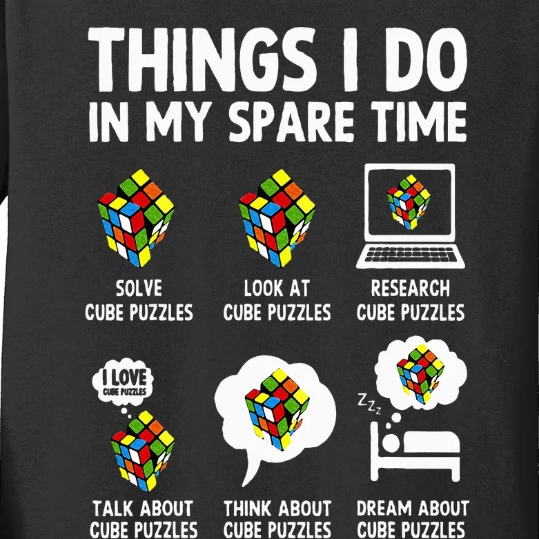 Things I Do In My Spare Time Cube Puzzle Speed Cubing Kids Long Sleeve Shirt