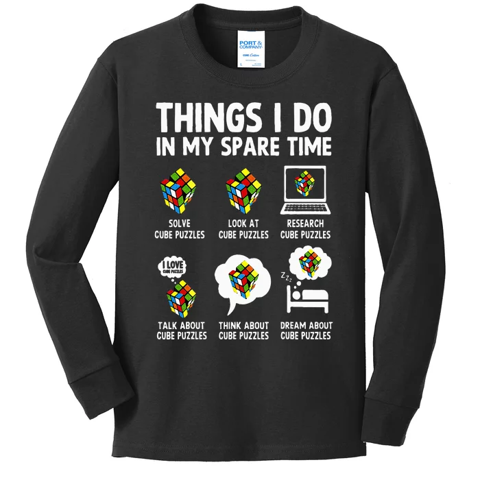 Things I Do In My Spare Time Cube Puzzle Speed Cubing Kids Long Sleeve Shirt