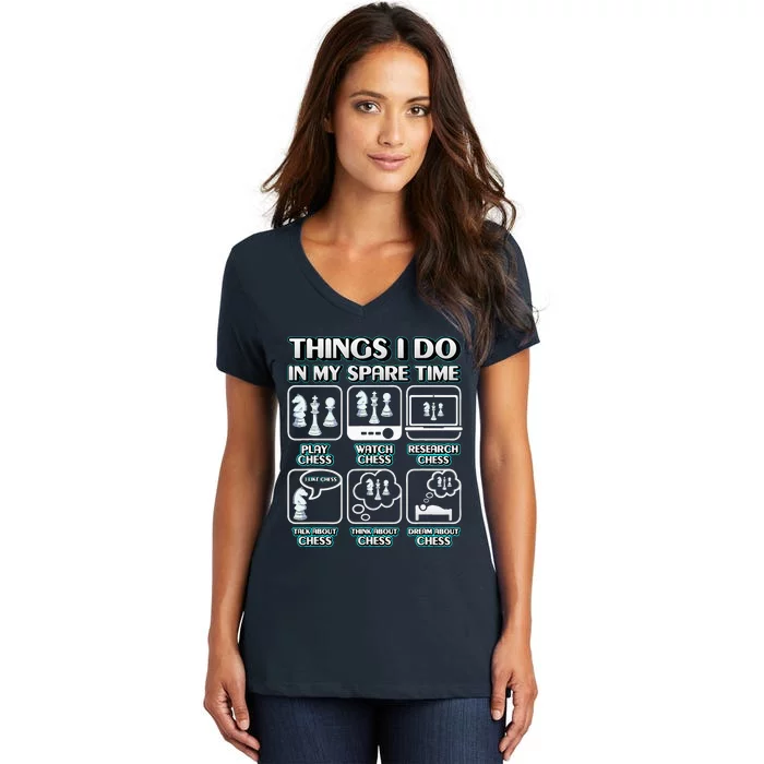 Things I Do In My Spare Time Chess Player Chess Women's V-Neck T-Shirt