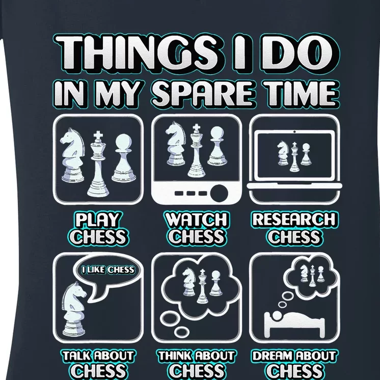 Things I Do In My Spare Time Chess Player Chess Women's V-Neck T-Shirt