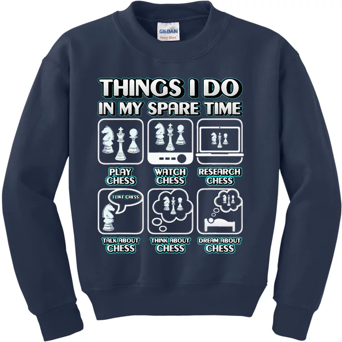 Things I Do In My Spare Time Chess Player Chess Kids Sweatshirt