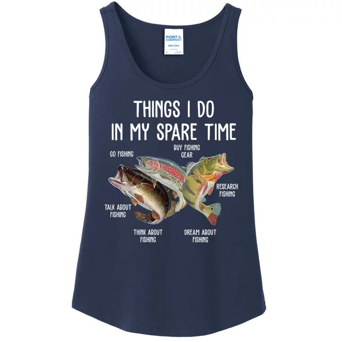 Thing I Do In My Spare Time Fishing Funny Ladies Essential Tank