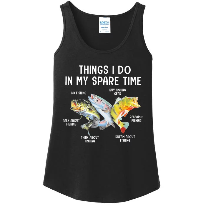 Things I Do In My Spare Time Funny Fishing Ladies Essential Tank