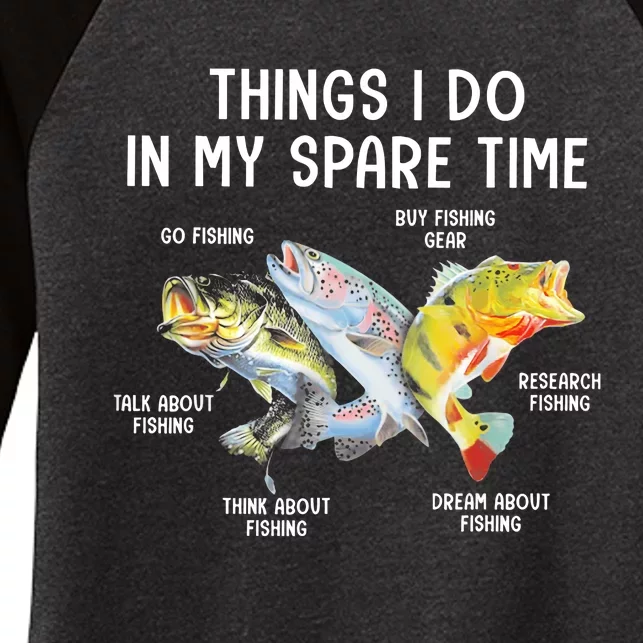 Things I Do In My Spare Time Funny Fishing Women's Tri-Blend 3/4-Sleeve Raglan Shirt