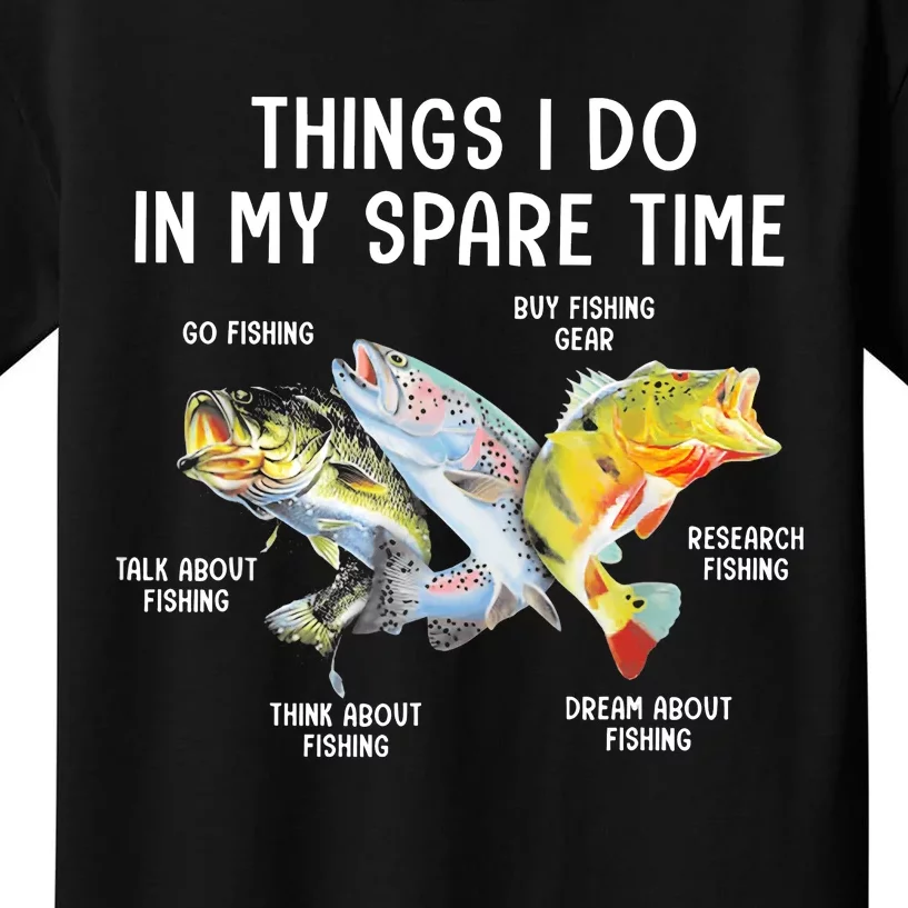 Things I Do In My Spare Time Funny Fishing Kids T-Shirt