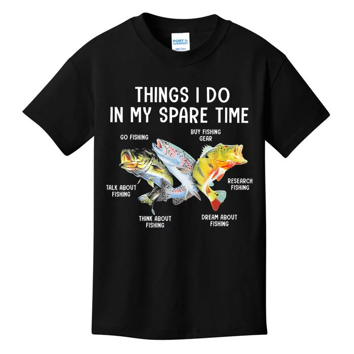 Things I Do In My Spare Time Funny Fishing Kids T-Shirt