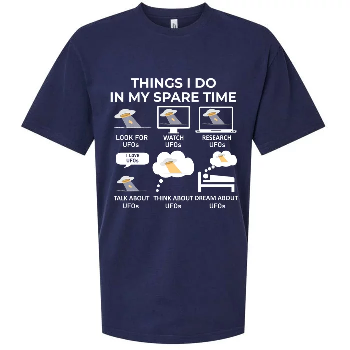 Things I Do In My Spare Time Ufos Sueded Cloud Jersey T-Shirt