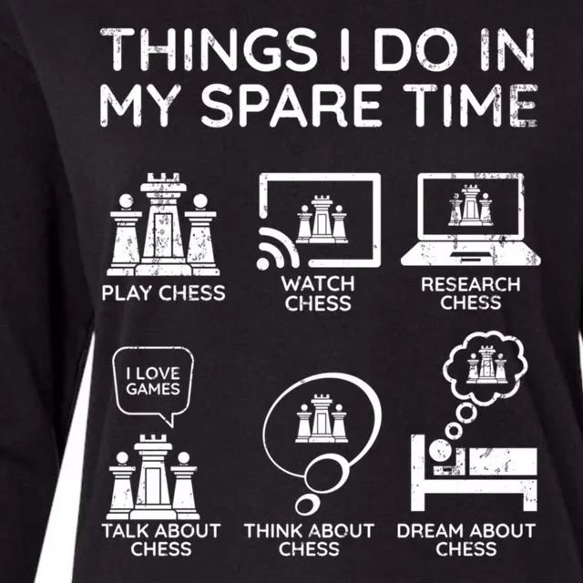 Things I Do In My Spare Time Chess Player Womens Cotton Relaxed Long Sleeve T-Shirt