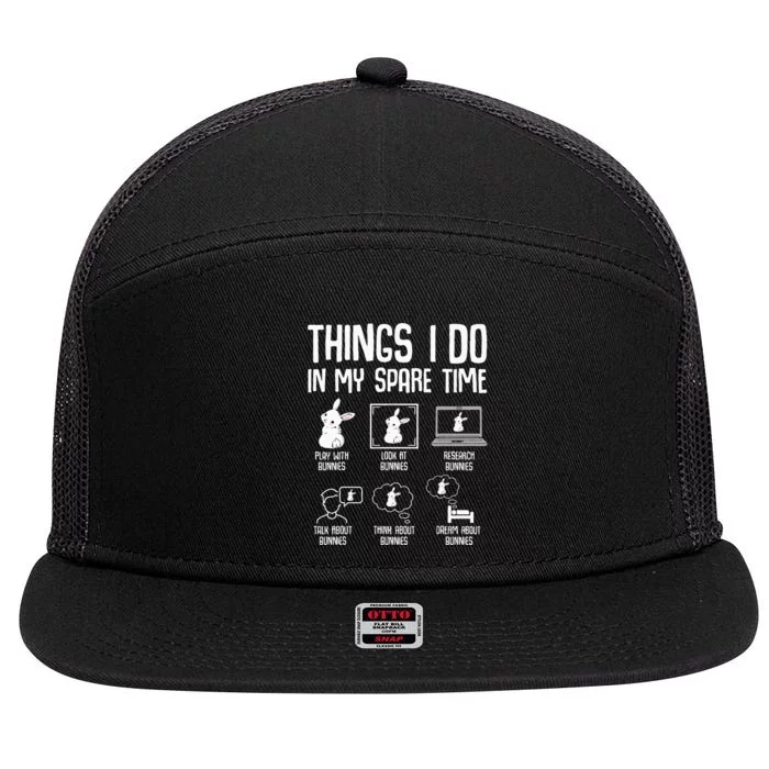 Things I Do In My Spare Time Bunny Rabbit 7 Panel Mesh Trucker Snapback Hat