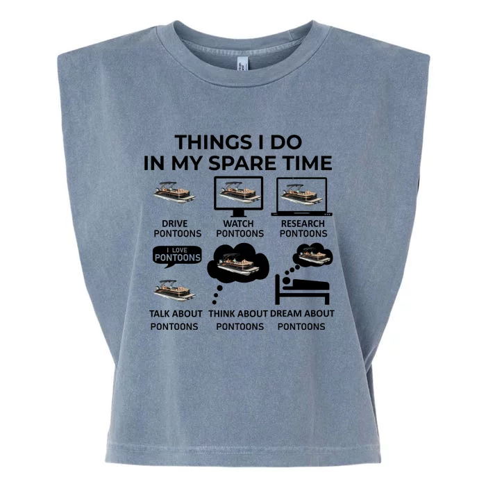 Things I Do In My Spare Time Pontoons Garment-Dyed Women's Muscle Tee